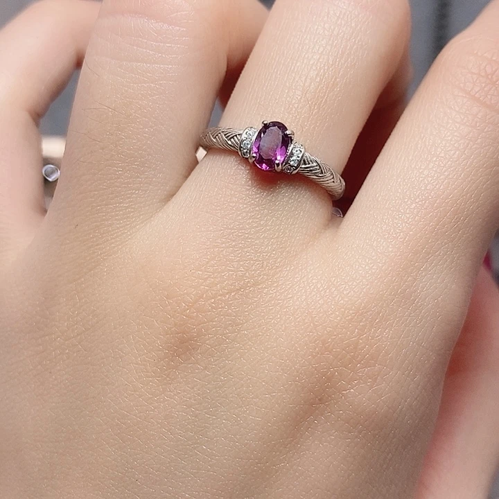 石榴石银S925镶嵌戒指戒指