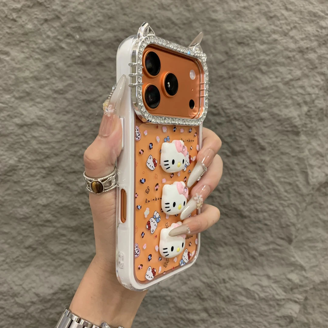 新款简约透明立体KT猫适用于iPhone17promax手机壳苹果16防摔15