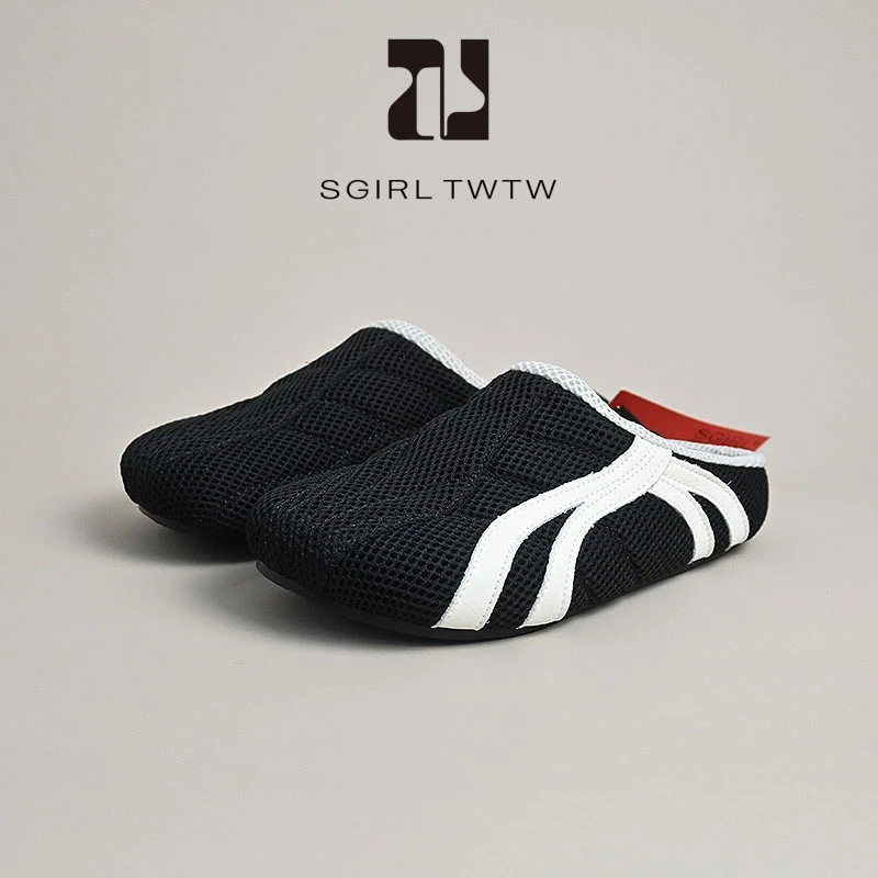 SGIRL 日本设计勃肯包头拖鞋女2025新款夏季网面懒人一脚蹬外穿鞋