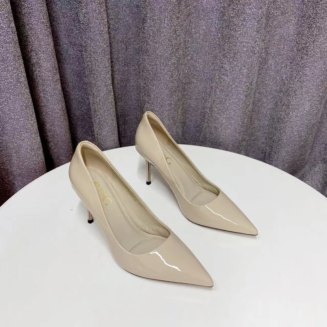 C9032 杏色 时尚2025新款浅口单鞋气质高跟女鞋