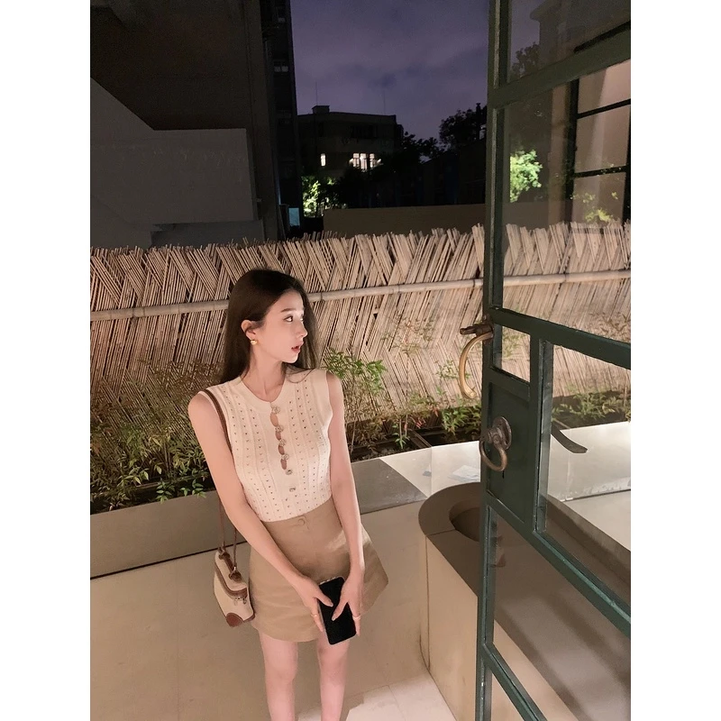 【LILYLIKES】 “old money气质”牛奶丝绞花镂空背心