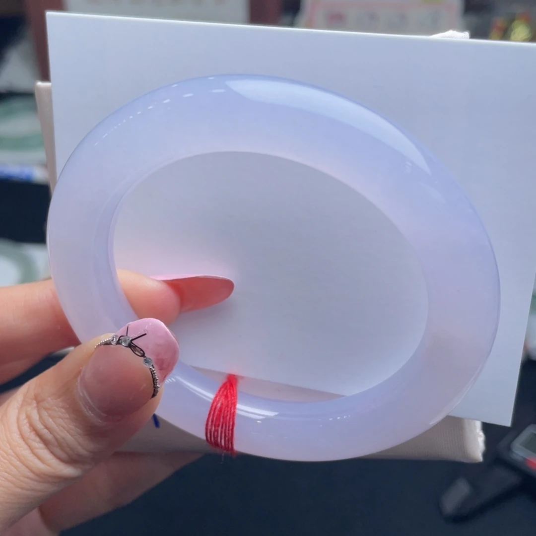 翡翠未镶嵌手镯23号53.2胖圆冰粉紫