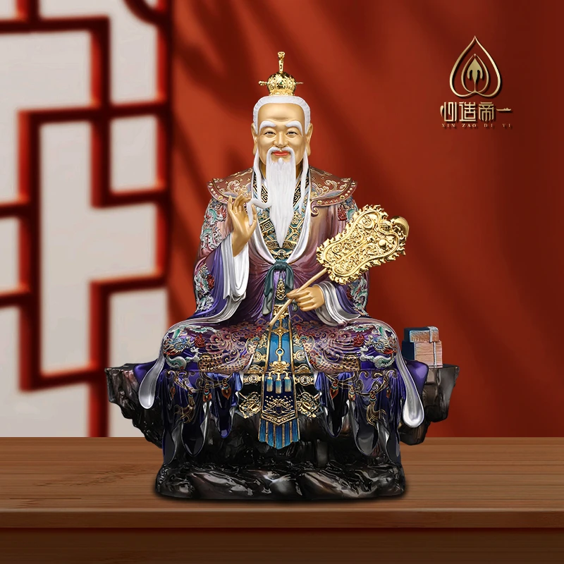 心造帝一手工彩绘黄铜太上老君像三清祖师爷铜像道德天尊装饰摆件