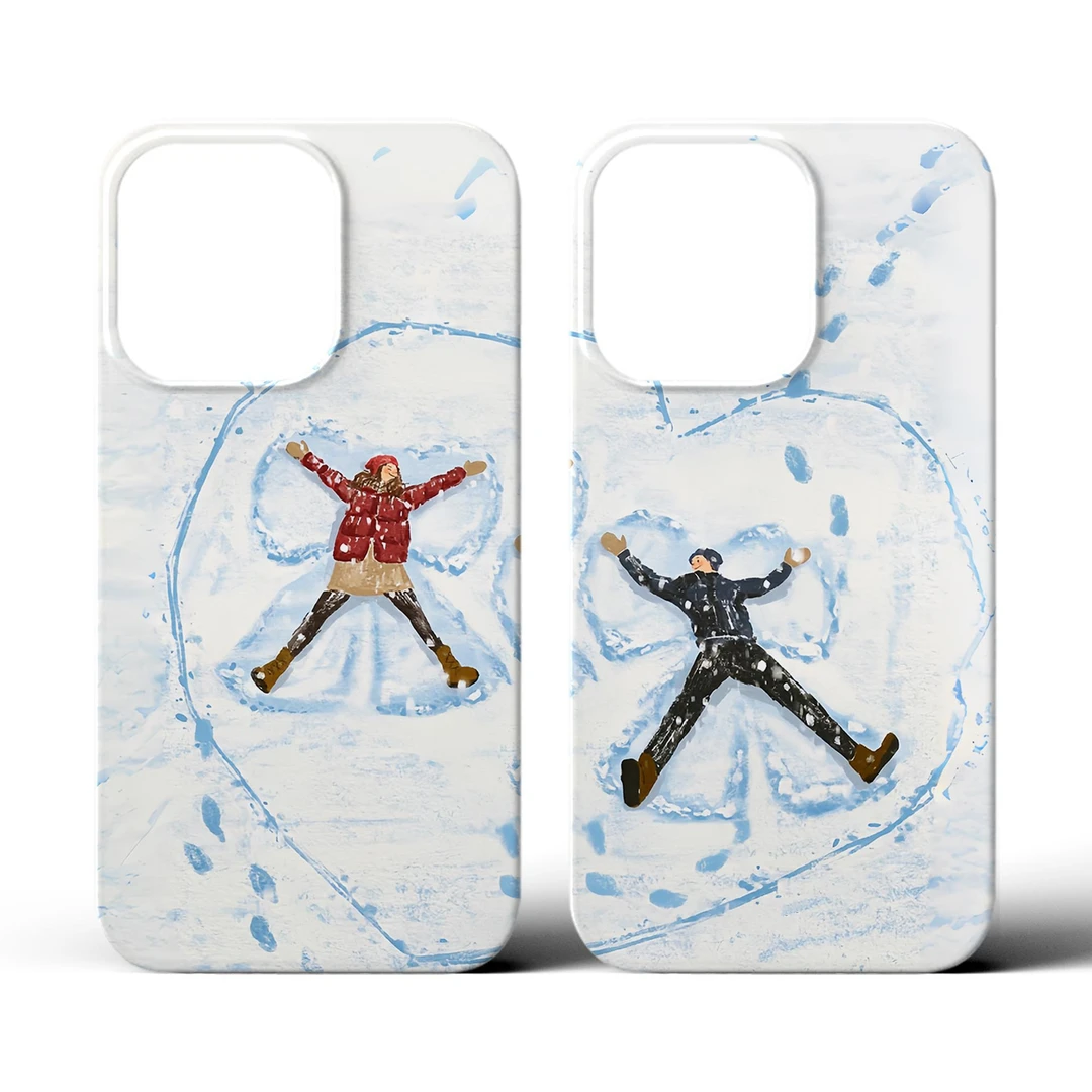 Lucky雪地情侣手机壳冬天适用iphone16promax苹果15油画13高级感