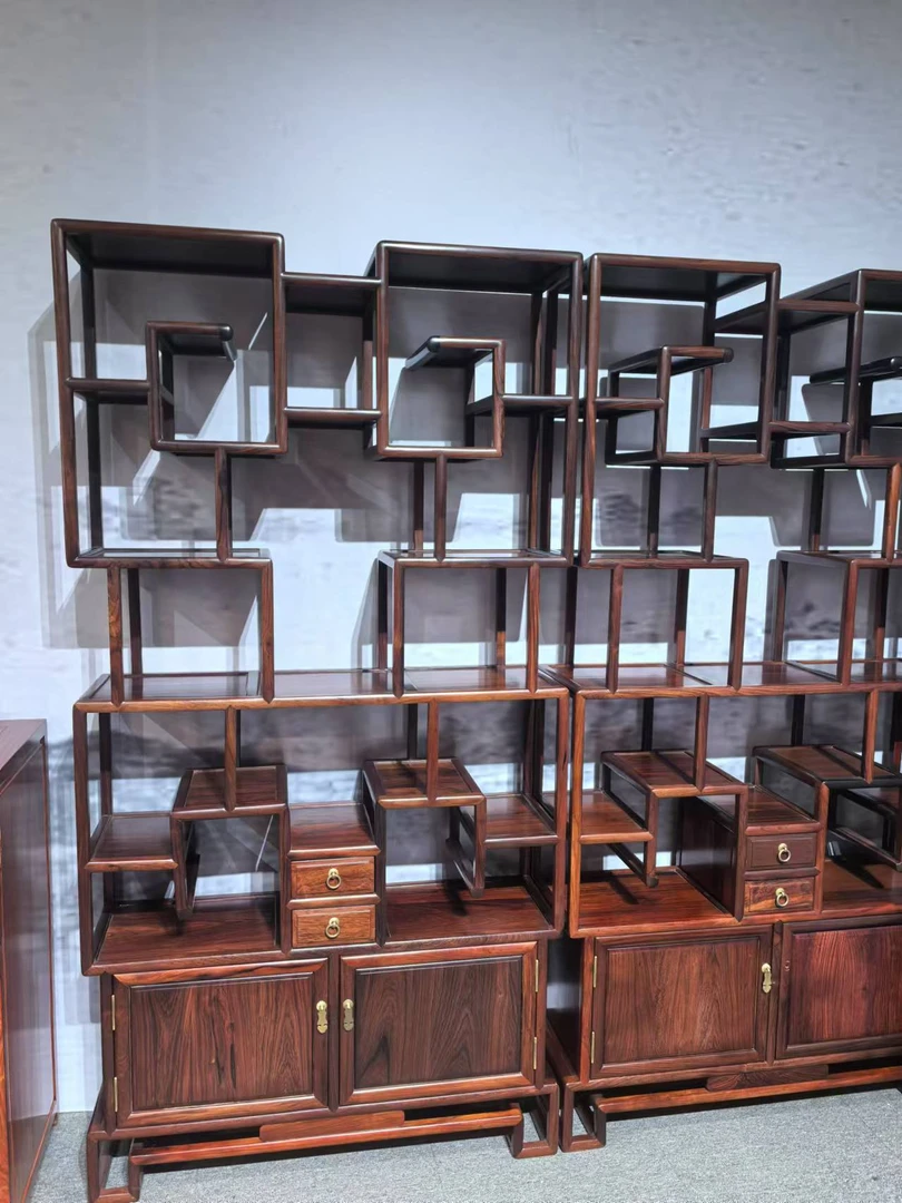 【木上】红酸枝-大号博古架96*30*190酒架置物架客厅茶室