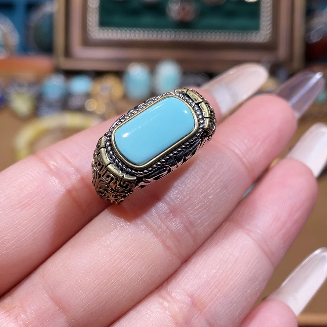 *****绿松石银S925镶嵌戒指戒指