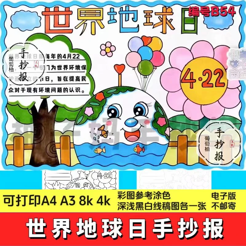 保护湿地绘画模板爱护地球绿色生态手抄报保护世界环境日主题小报