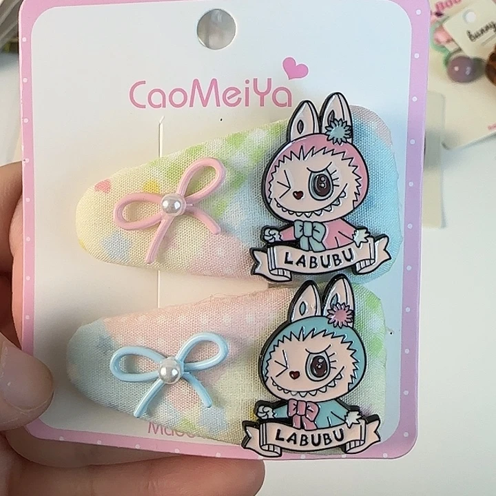 皮质铁合金彩色卡布布发夹