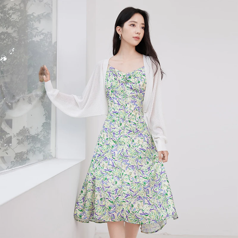 【大叔专享】Q4031232连衣裙 香影吊带连衣裙套装女秋冬新款针织