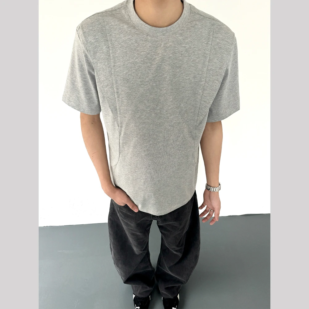 【解构设计】春夏新款修饰肩型cleanfit男女时尚潮流小众短袖T恤