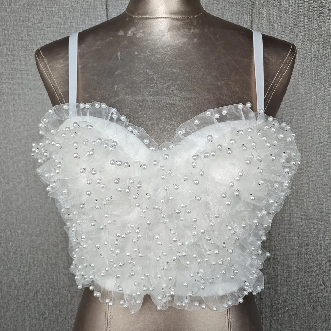 081#立体欧根纱泡珠吊带DB1356