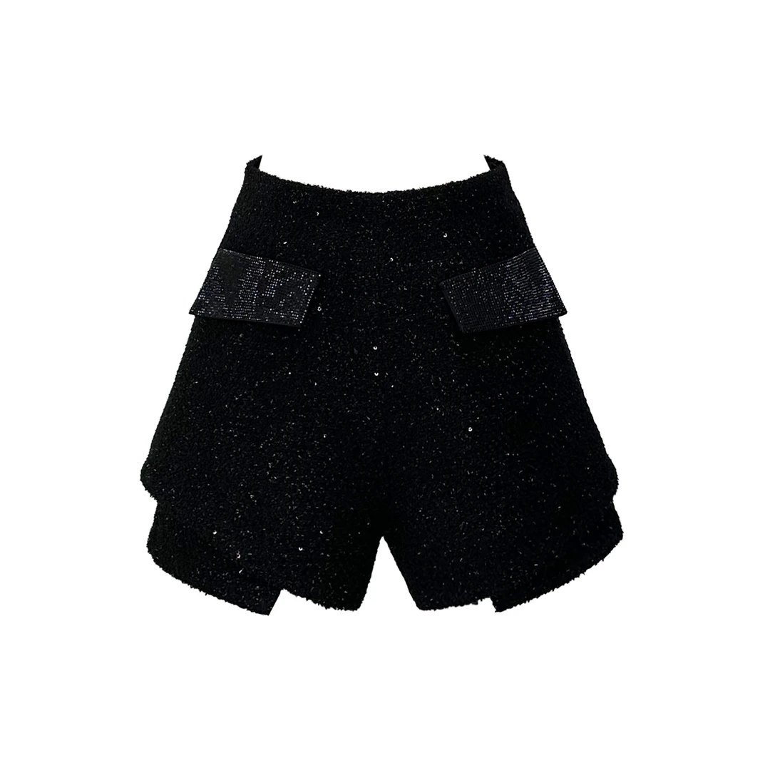 设计师秀场时尚新款亮丝百搭气质休闲短裤   X2324  F