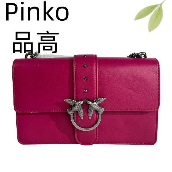 95新 PINKO PINKO紫红燕子斜挎包G25905023底长27X16