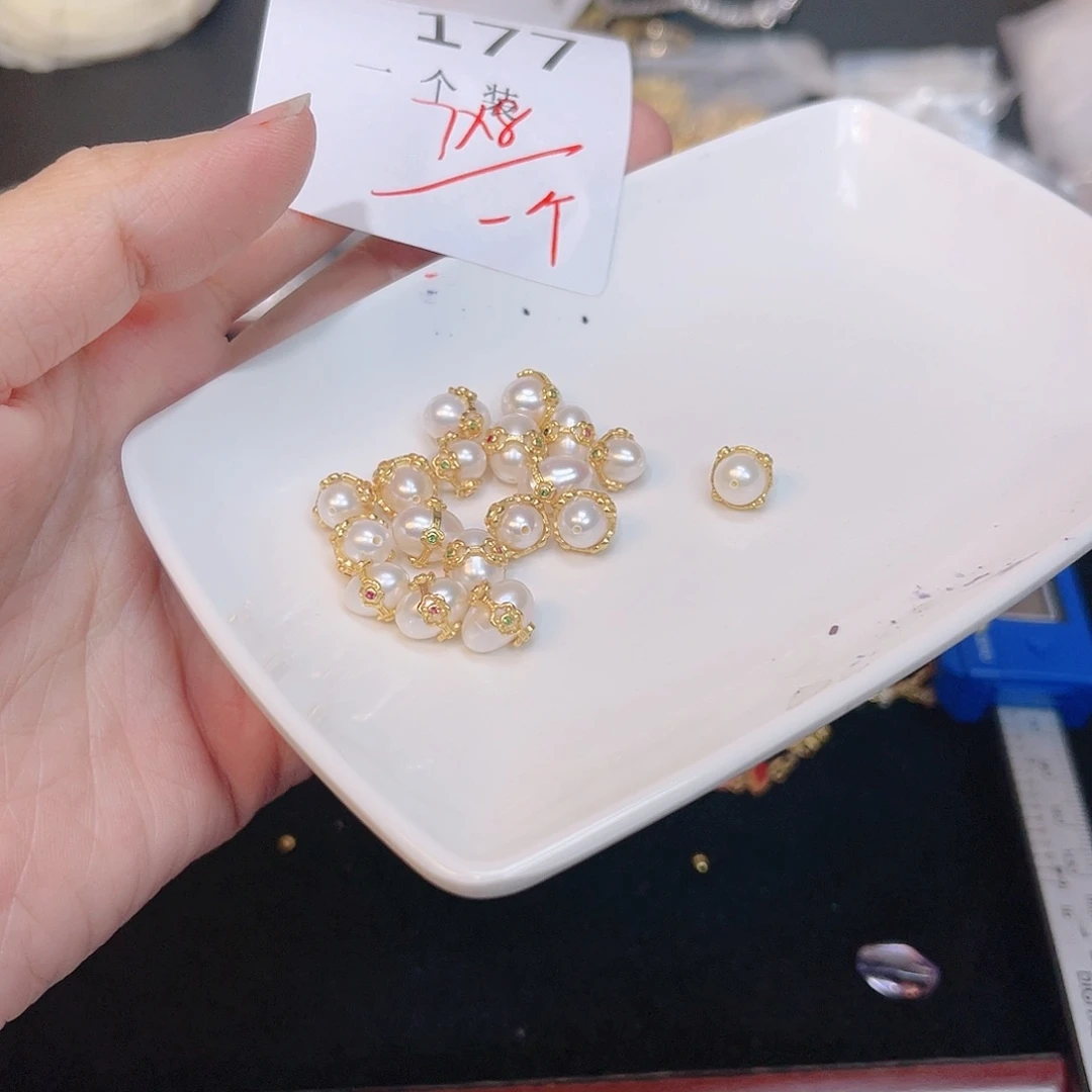 淡水珍珠珠宝奇石银S925镀金镶嵌177