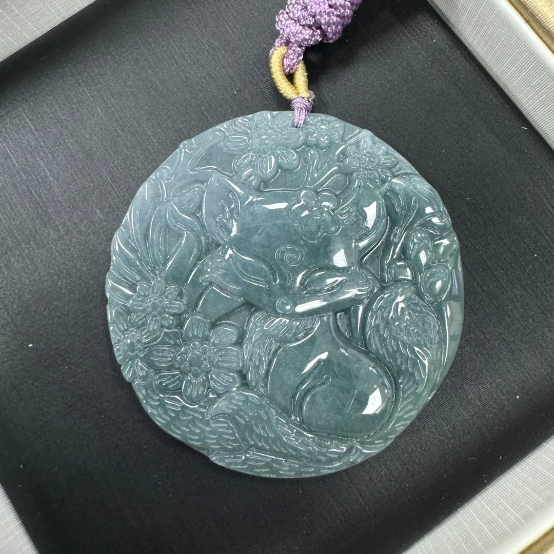 翡翠A货危料圆九尾吊坠拍一发一多样性发货-532627