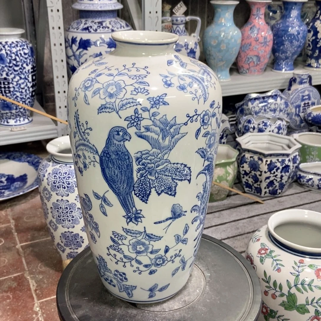 摆件h*花瓶手绘釉下彩