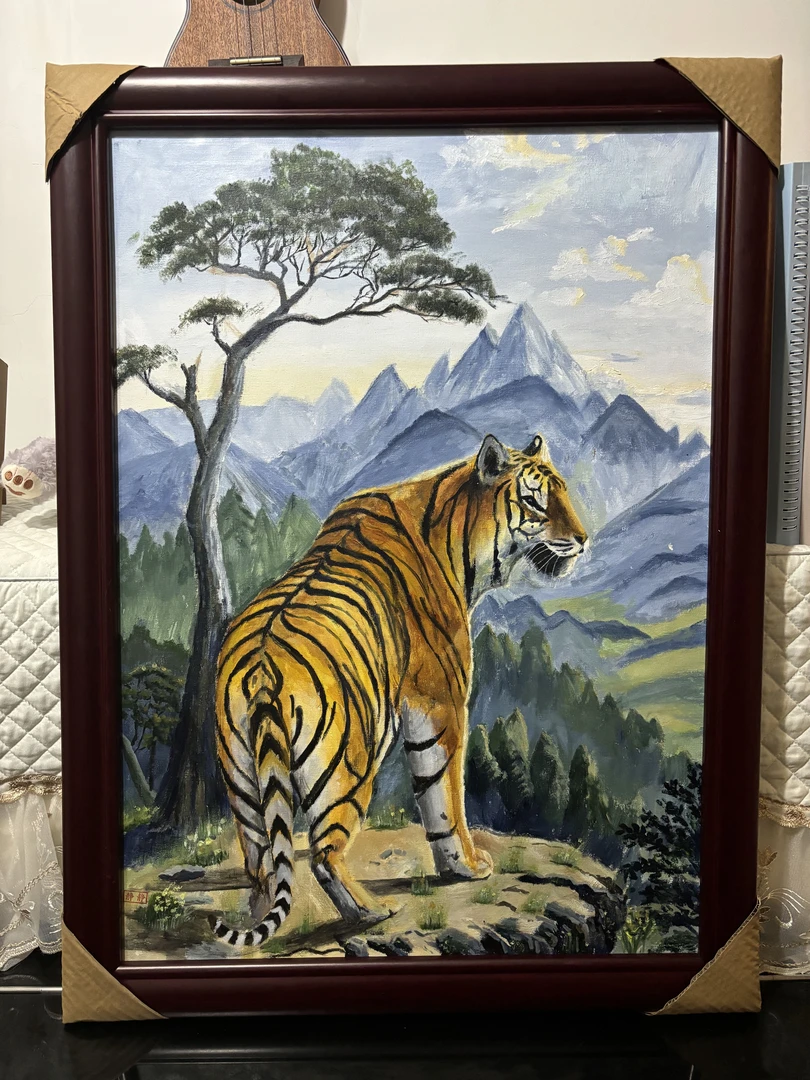 老虎图，尺寸70x50，包装框，包邮