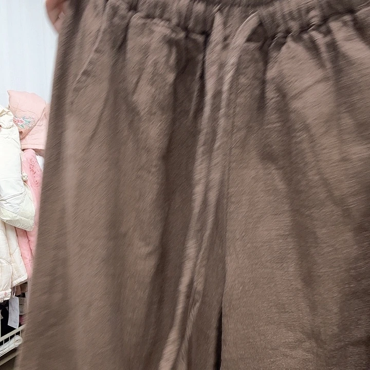 1686咖色亚麻长裤女