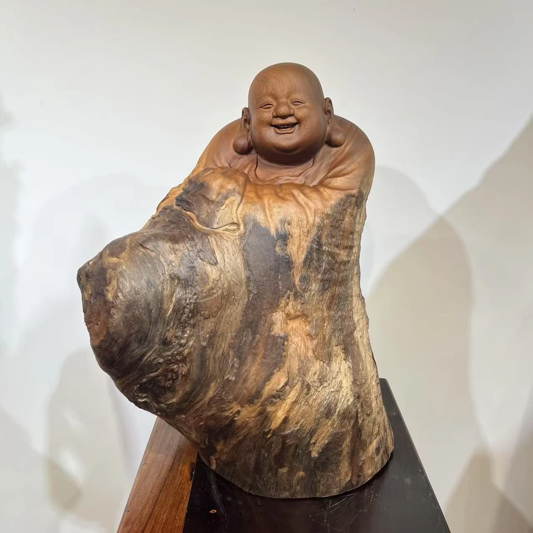 香樟木《布袋佛》根雕柜台摆件 长宽高