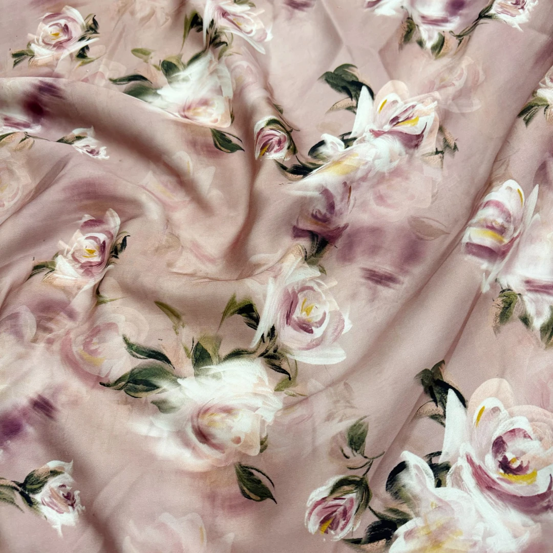 【冰玫粉】丝光棉贡缎面料新中式风格布料【冰玫粉】