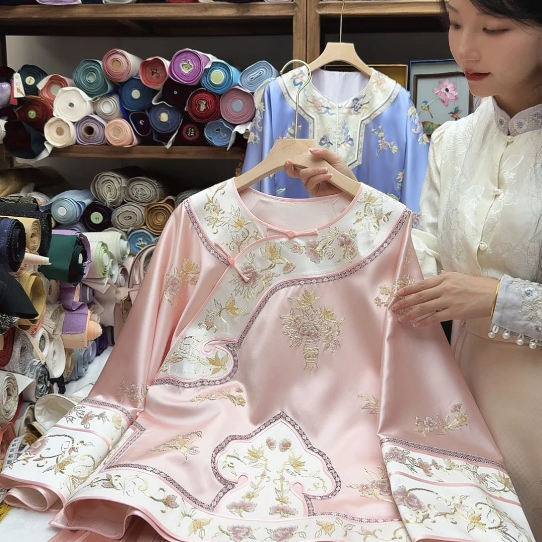 苏绣太太服19.胸围108.衣长65