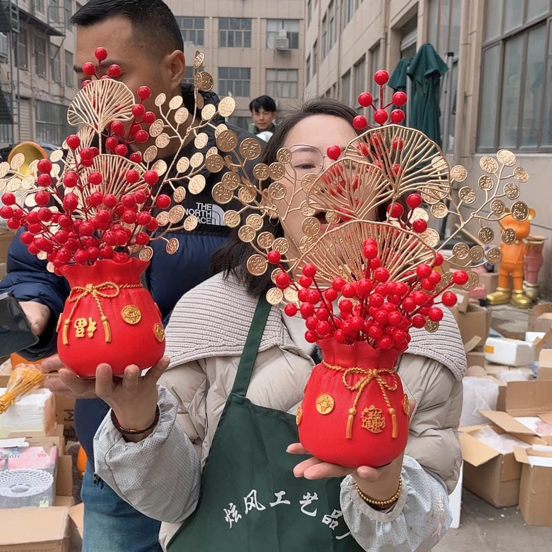 树脂10号红果一对摆件摆件家居