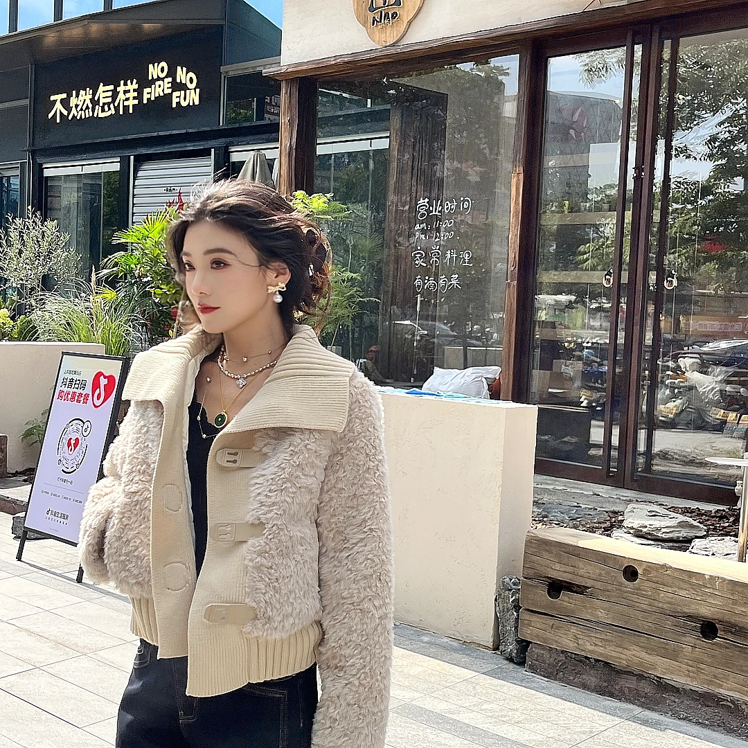 LA.Sheila针织拼接毛绒保暖羽绒服254-YRF/1024-75660