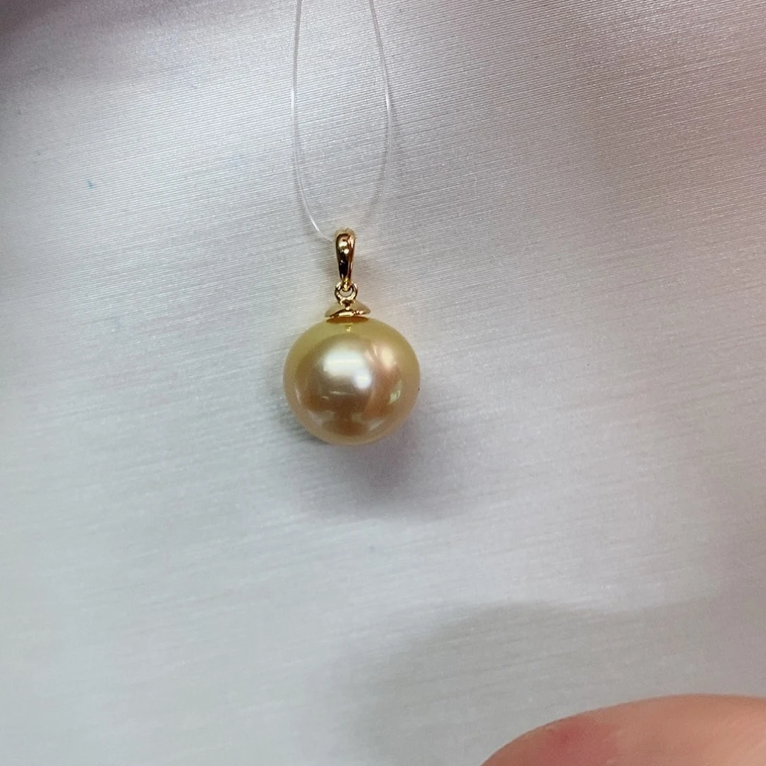 吊坠(不含链)18K金镶嵌海水珍珠10-11