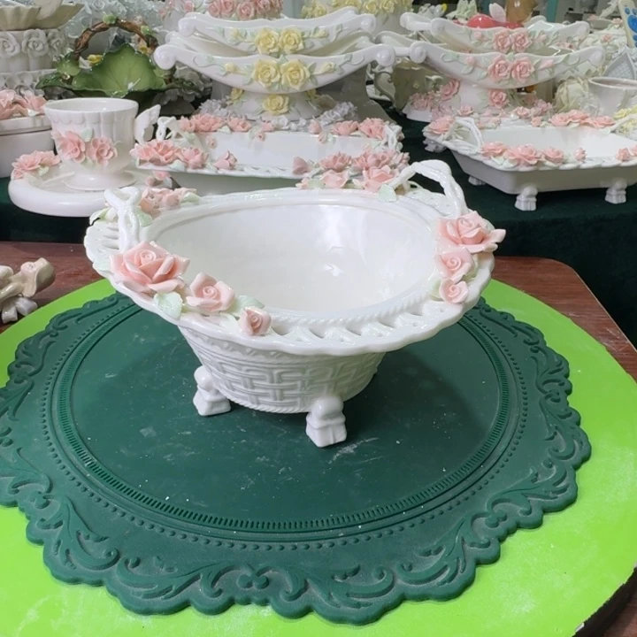 玫瑰花高脚提篮餐盘