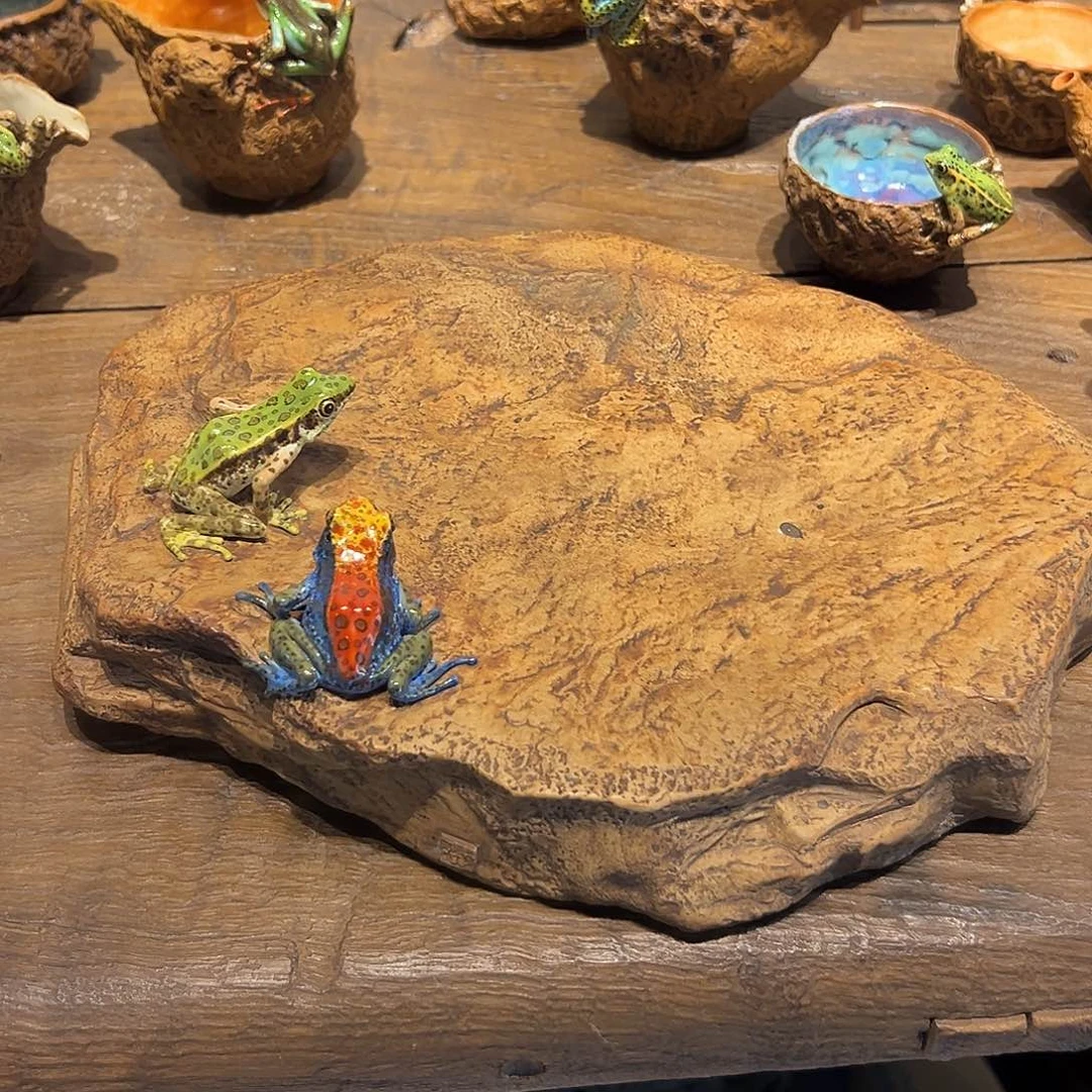 时*双蛙茶盘一物一件纯手工陶瓷刘镇光作品