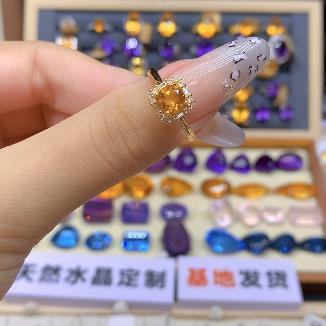 银S925镶嵌黄晶珠宝半成品Q