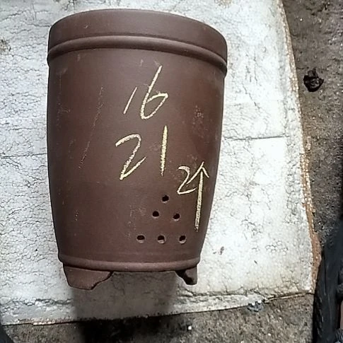 三线两个花盆紫砂