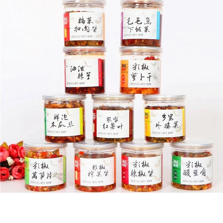 鱼乐味视彩椒辣椒酱外婆菜下饭菜酸豆角莴笋片脆笋丝萝卜干罐装