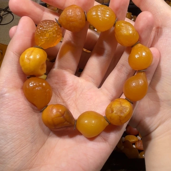 琥珀未镶嵌手链蜜蜡海漂手串