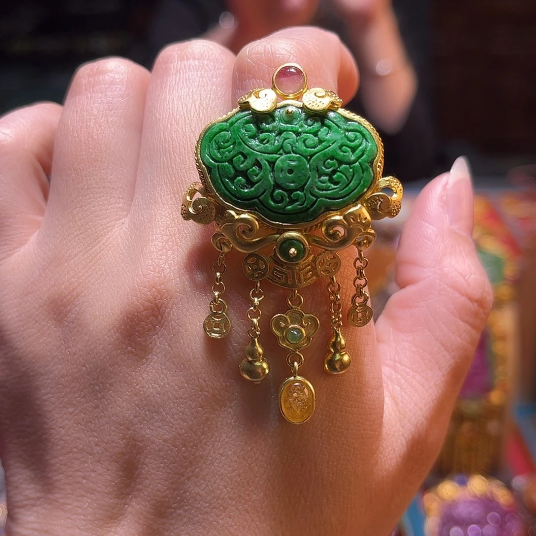 翡翠银S925镀金镶嵌戒指双十二直降不议价