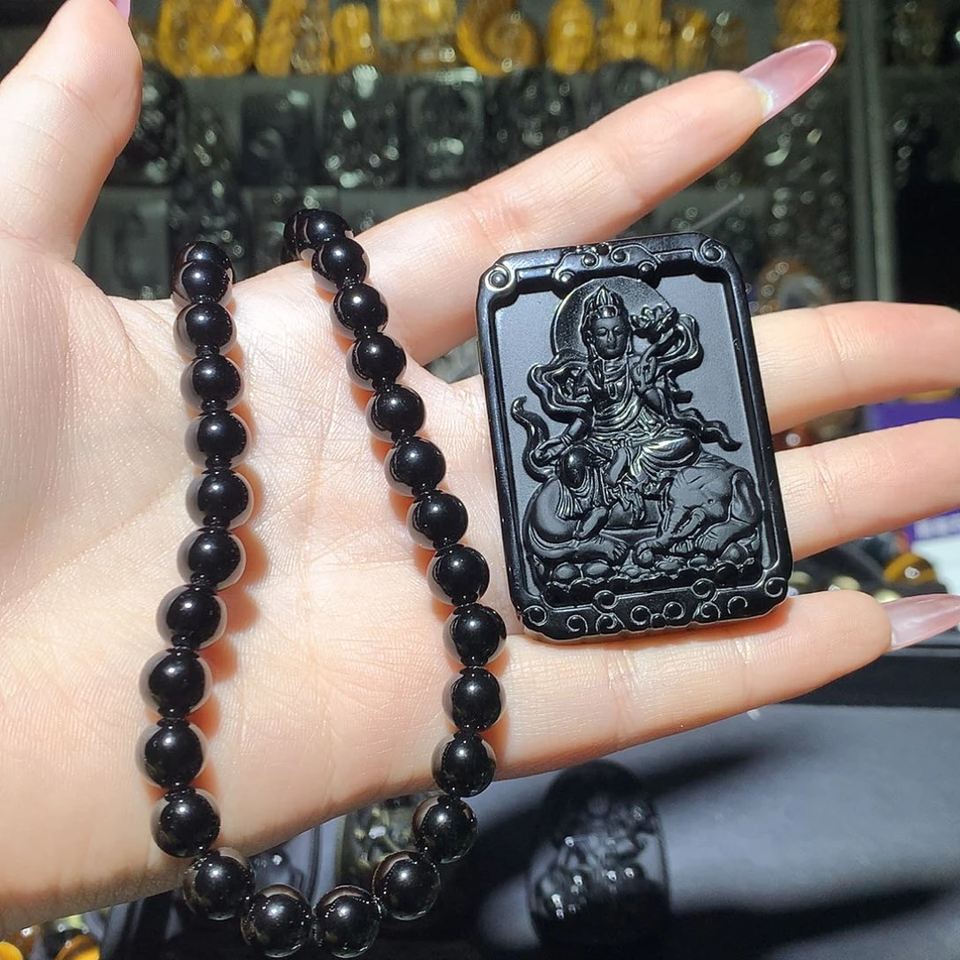 黑曜岩颈饰未镶嵌葒*定制项链