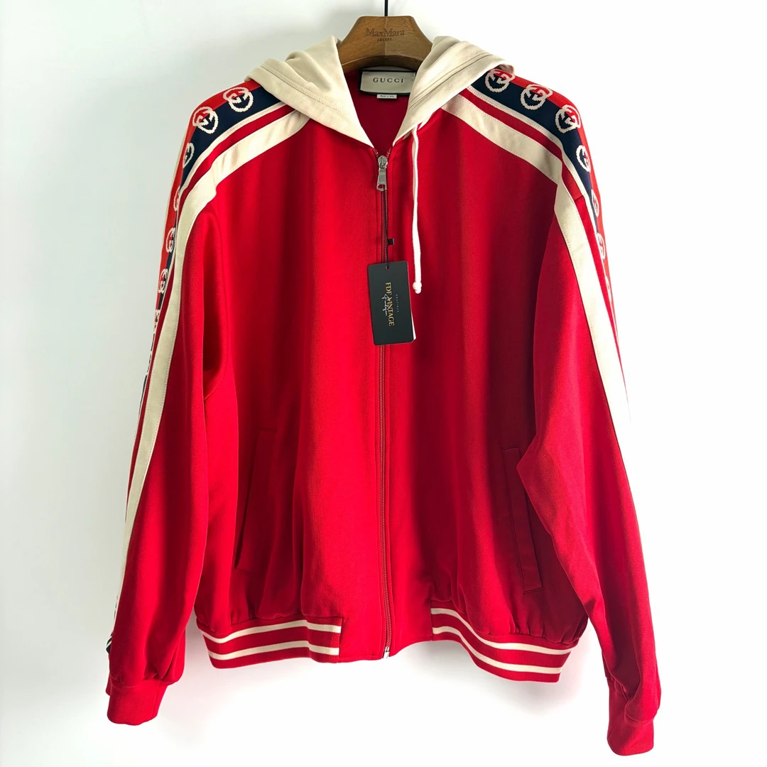 99新 GUCCI/古驰 s码 拉链提花条纹混纺夹克外套 99新 bz0873
