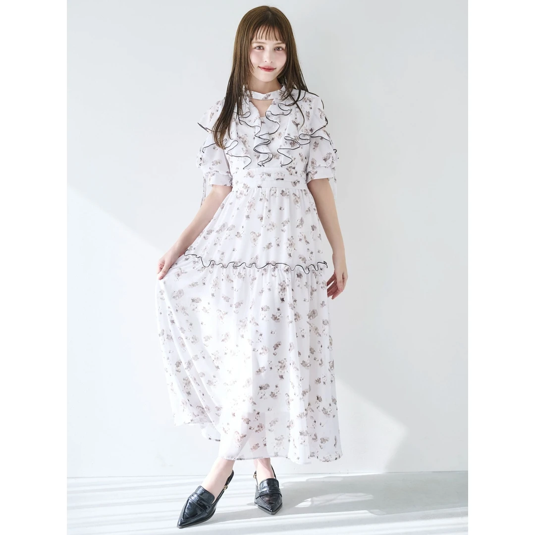 【MonTendre】夏季新款 D 简约透气百搭显瘦时尚荷叶边花卉连衣裙