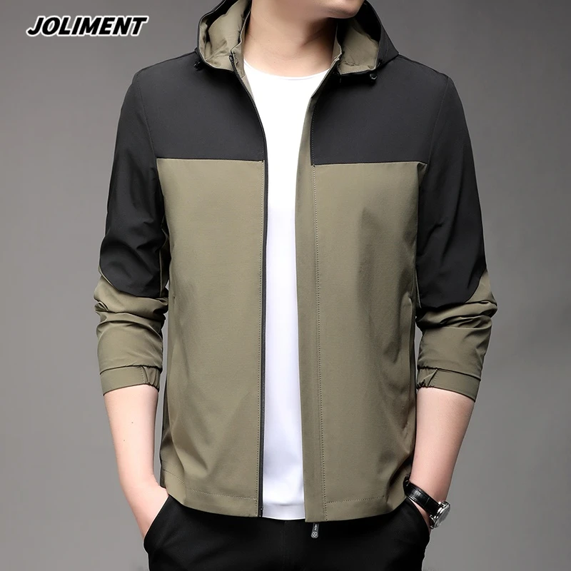 JOLIMENT可脱卸连帽夹克外套男春秋季高端休闲商务中青年拼色上衣