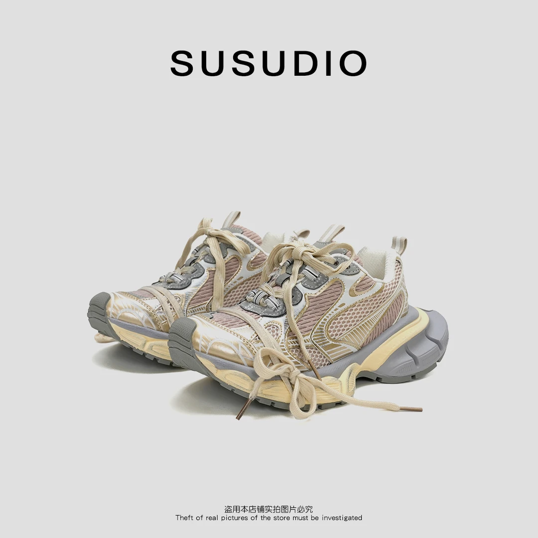 SUSUDIO 复古经典款休闲运动网布做旧老爹鞋  80018