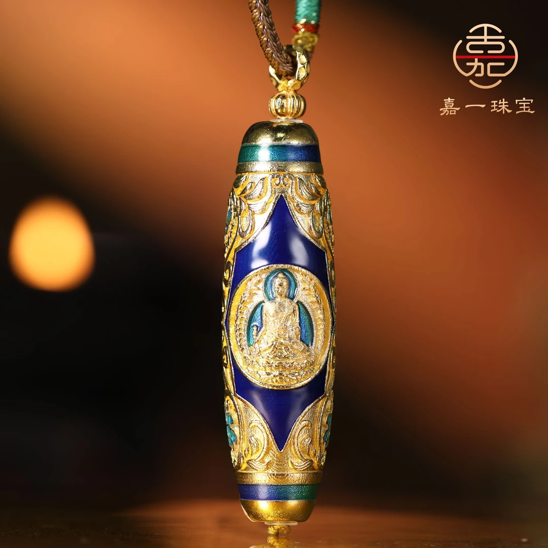 【嘉一珠宝】药师佛吊坠珐琅精工手工编绳项链男女款锁骨链