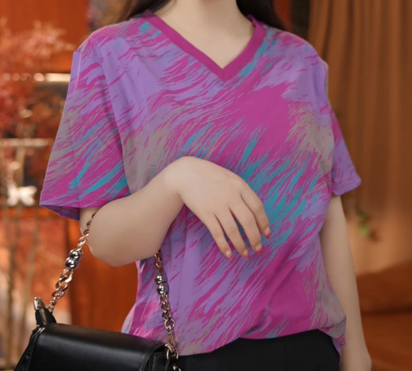 QJGAODING-新款彩色晕染短袖T恤上衣【026】