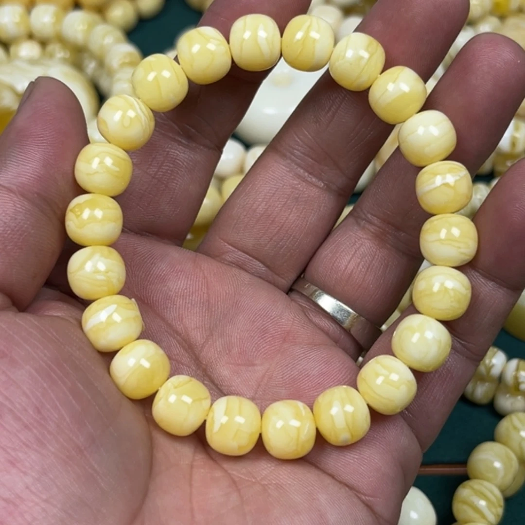 琥珀手链未镶嵌同料奶橘10mm