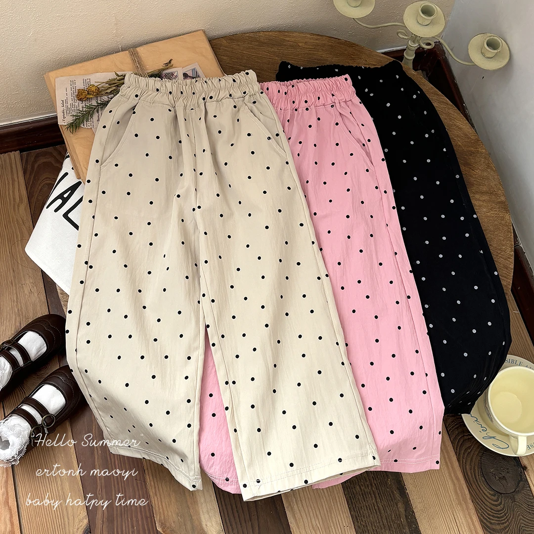 【25年春夏新款】波点直筒裤女童时尚休闲裤韩版宽松薄款夏季洋气