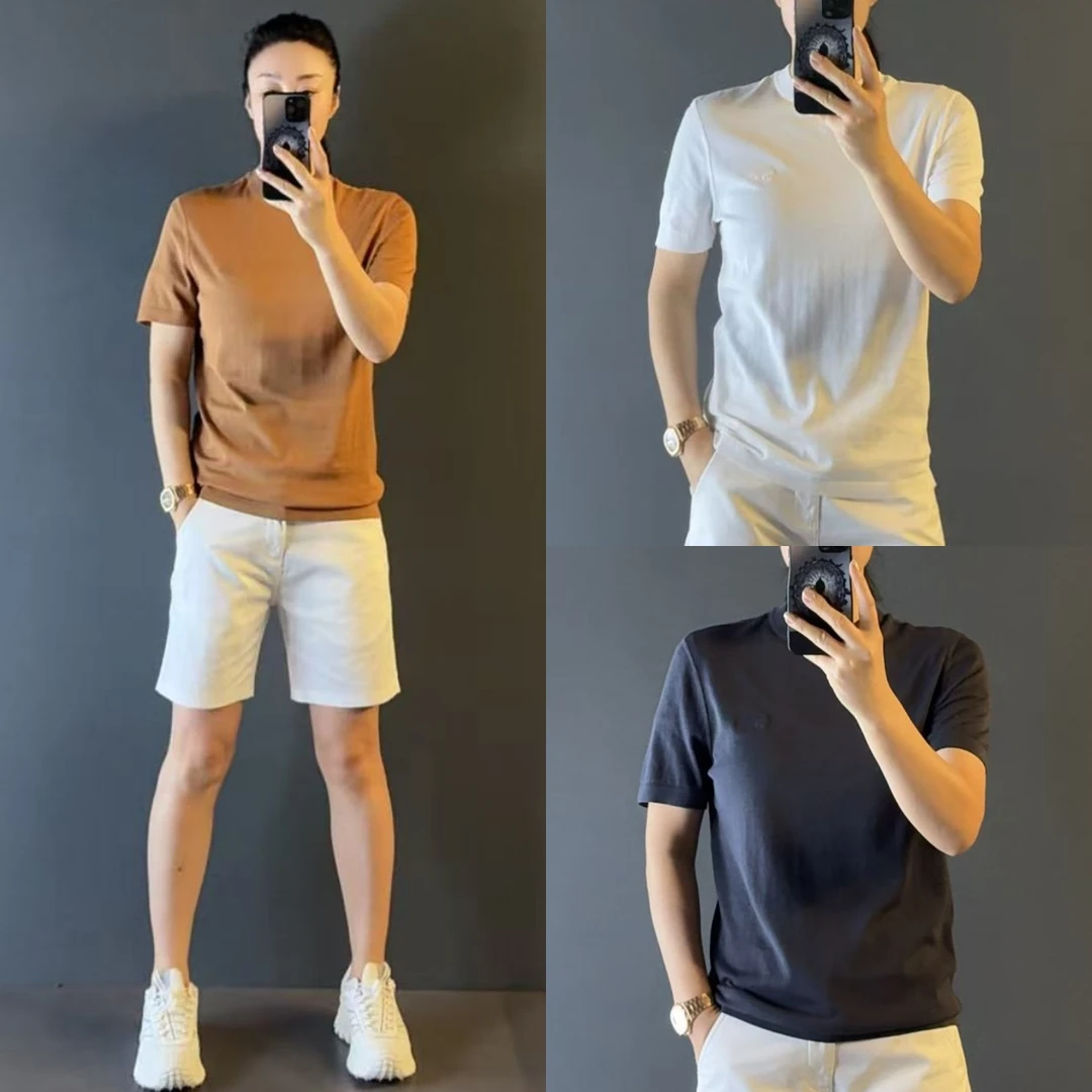 迪卡里奥费雷高端宠粉桑蚕丝短袖23ss002夏款男装桑蚕丝混纺短袖