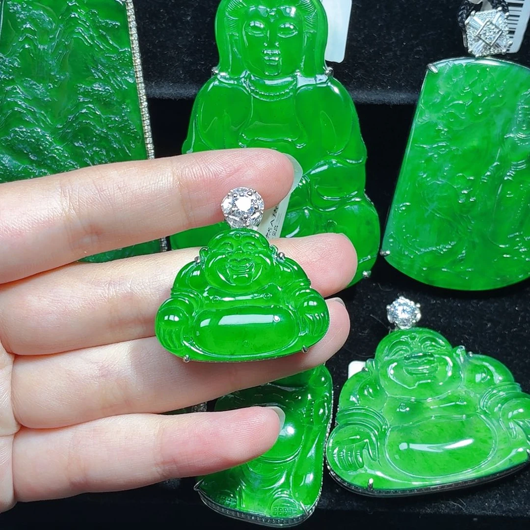 翡翠银S925镶嵌颈饰天然A货翡翠