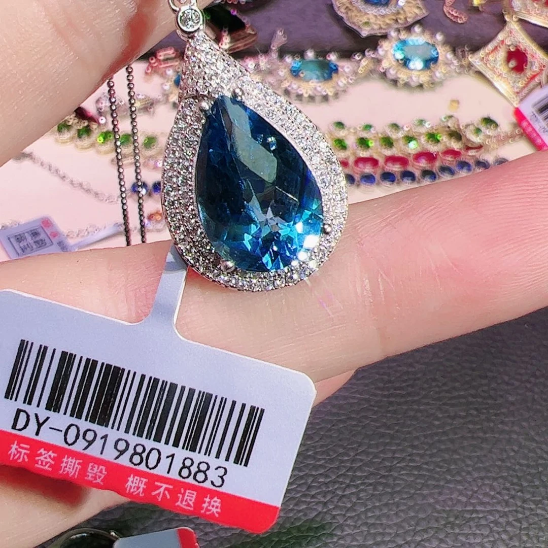 托帕石吊坠银S925镶嵌