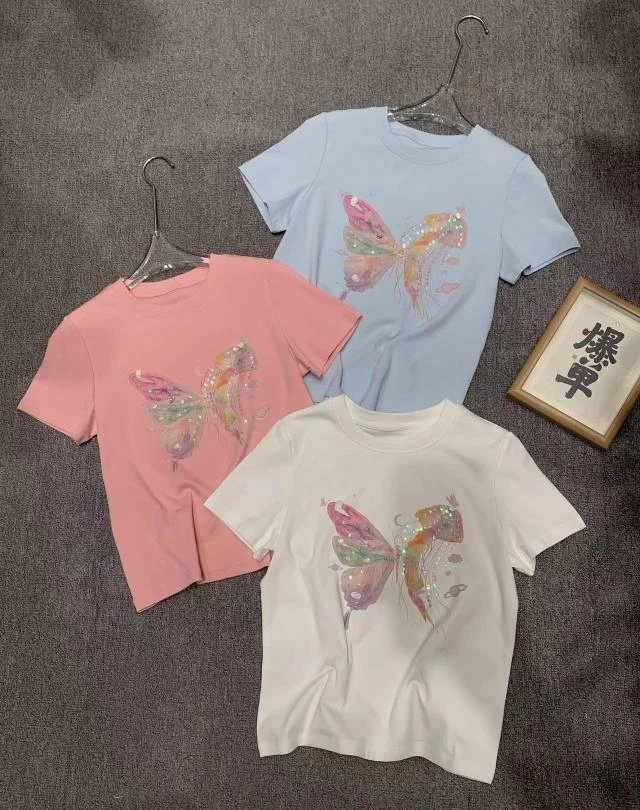 82968 重工~韩系休闲印花短袖