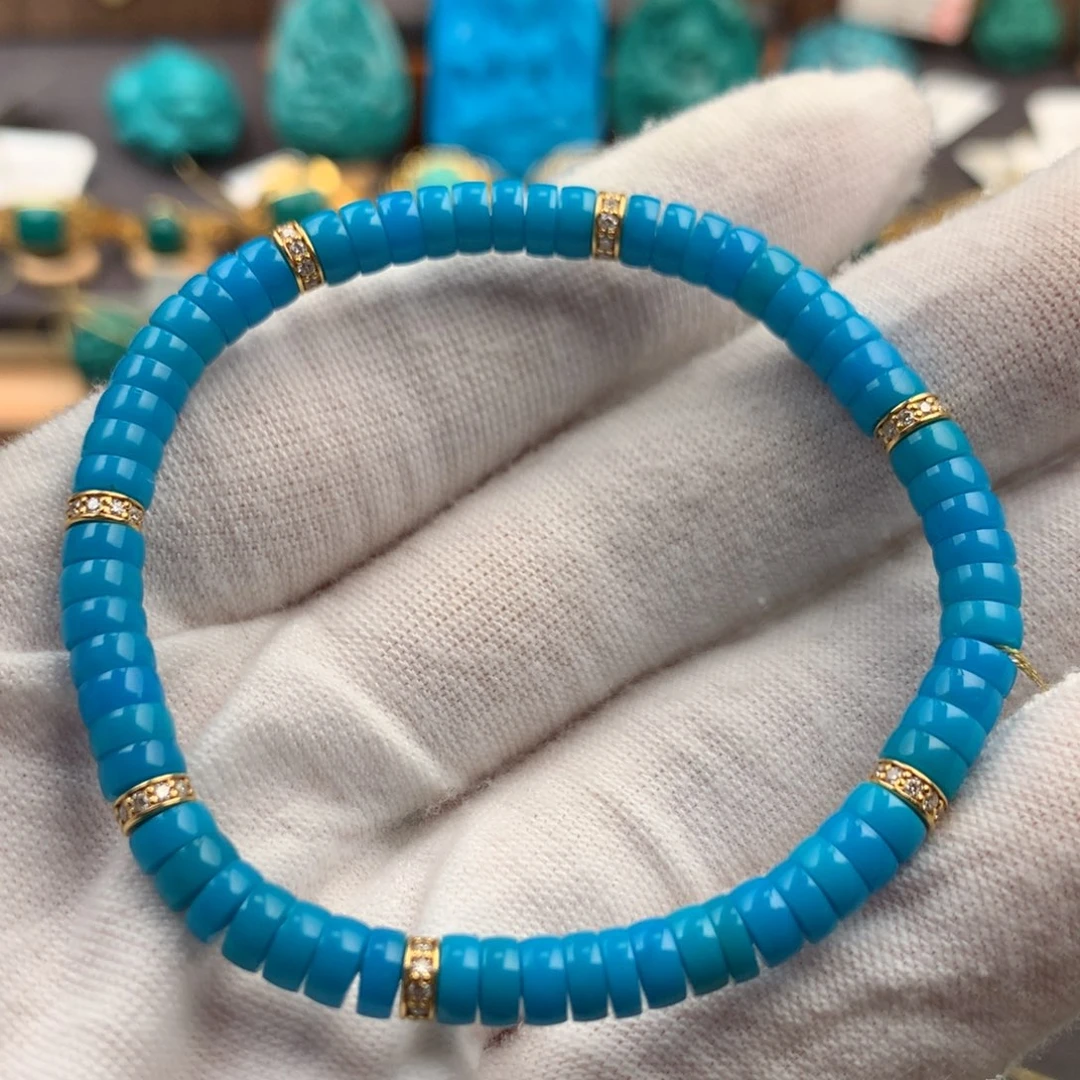 绿松石18K金镶嵌绿松石4.8mm