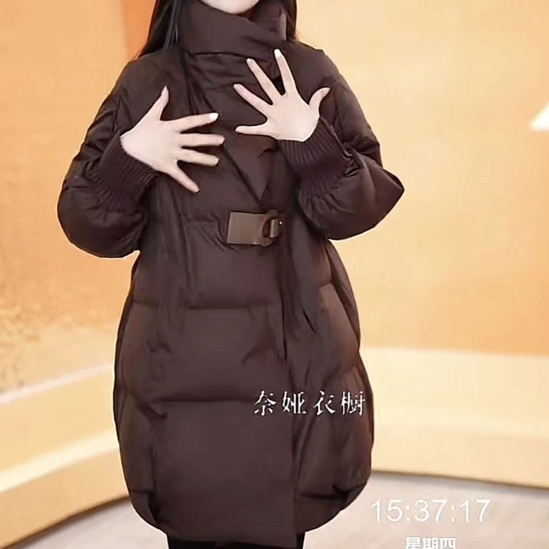 高档五防免洗白鸭绒羽绒服女2024冬季新款洋气修身加厚中长款外套